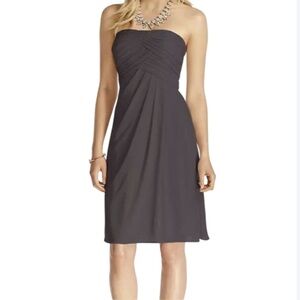 DAVID’S BRIDAL NWT SHORT STRAPLESS MESH DRESS- Truffle Color - 2